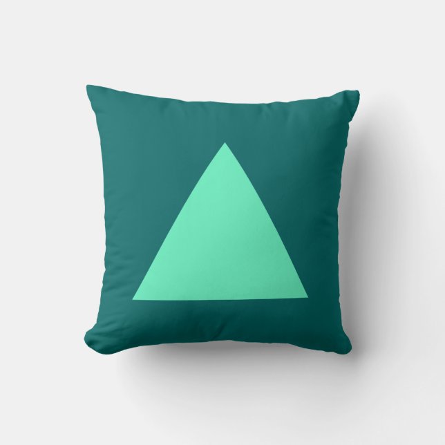 Triangle Colours - Turquoise and Moss Green Throw Pillow (Front)