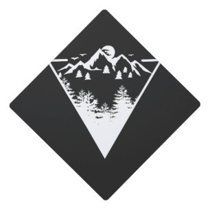 Triangle frame artwork with wilderness landscape graduation cap topper