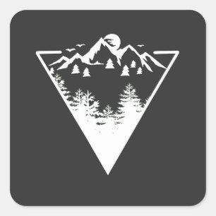 Triangle frame artwork with wilderness landscape square sticker