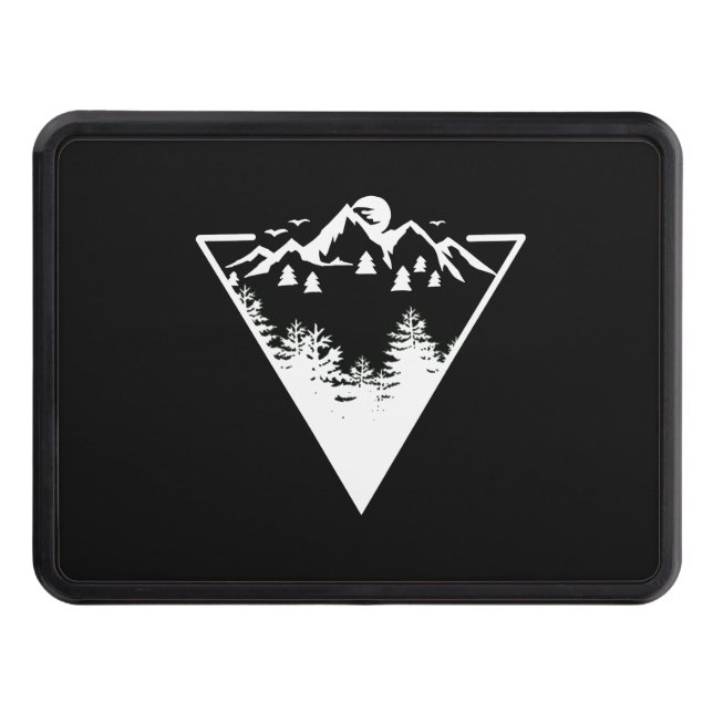 Triangle frame artwork with wilderness landscape trailer hitch cover (Front)