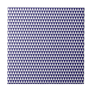 Triangle Geometric Pattern Cobalt Blue and White Tile
