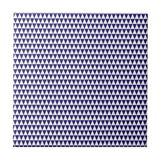 Triangle Geometric Pattern Cobalt Blue and White Tile (Front)