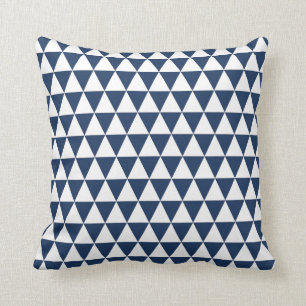 Triangle Geometric Pattern Navy Blue Throw Pillow