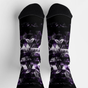 Triangle Geometric Purple Smoky Galaxy pattern Socks