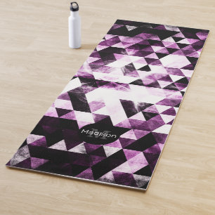 Triangle Geometric Vibrant Pink Smoky Monogram Yoga Mat