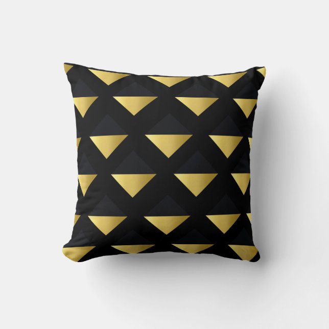Triangle  Gold and Black  Throw Pillow (Front)