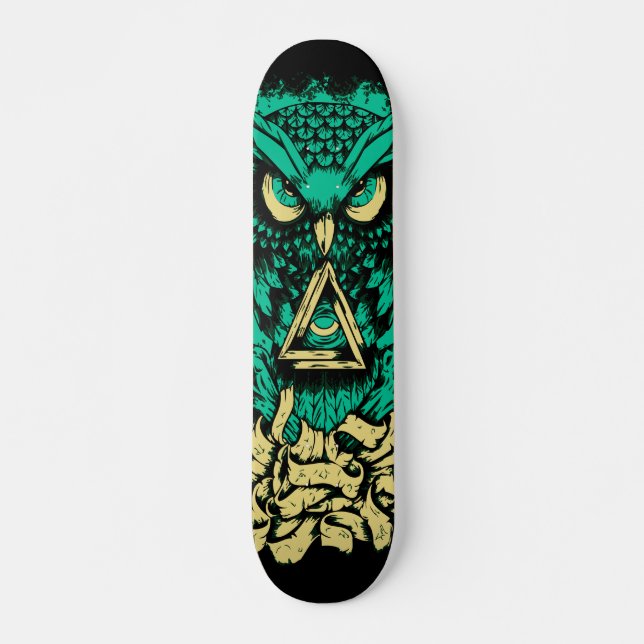 Triangle Green Owl Skate Skateboard (Front)