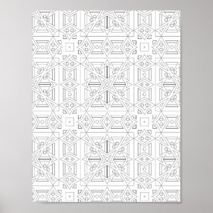 Triangle Grid Colouring Page Abstract Pattern Art Poster