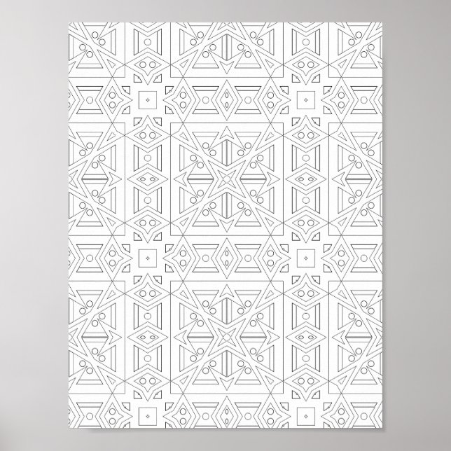 Triangle Grid Colouring Page Abstract Pattern Art Poster (Front)