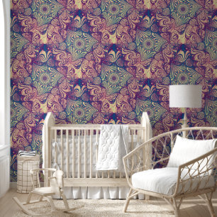 Triangle Labyrinth Mandala Seamless Pattern 1 Wallpaper