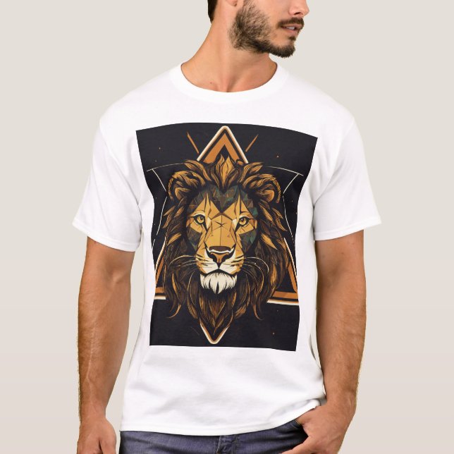 Triangle Lion Graphic T-Shirt – Bold & Unique Desi (Front)