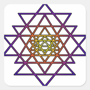 Triangle Mandala (yellow purple) Sri Yantra Square Sticker