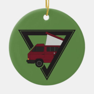 triangle maroon bus ceramic ornament