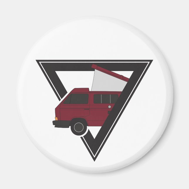 triangle maroon bus magnet (Front)