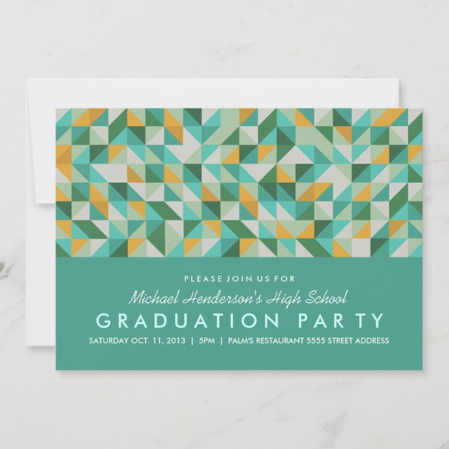 Triangle Mosaic Graduation Party Invite (Front)