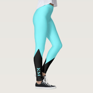 Triangle noir   Initiale   Leggings bleus électriq