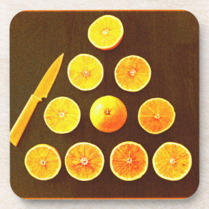"Triangle of Half Oranges" Cute Photo. Buy Now Coaster