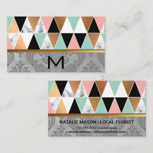Triangle Pattern Damask Background Business Card