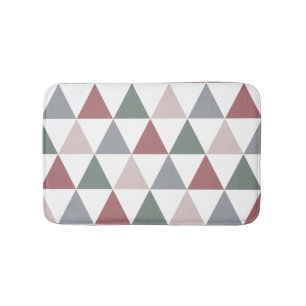 Triangle Pattern Dusty Rose Sage Green Grey Bath Mat