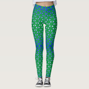 Triangle.Pattern.shade.blue.01 Green BG Leggings