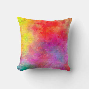Triangle pattern with colour mixing background. ab throw pillow