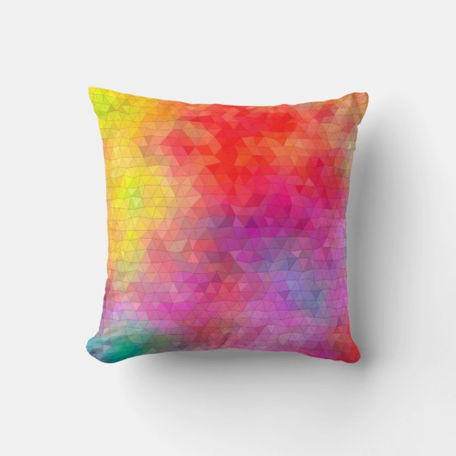 Triangle pattern with colour mixing background. ab throw pillow (Front)