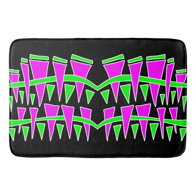 Triangle Rows Pink Green Dodle44c Bath Mat (Front)