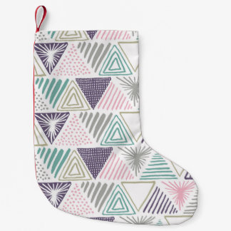 Triangle shapes, hand-drawn vintage style. small christmas stocking
