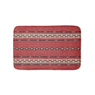 Triangle Stripe Kilim II Red Black White  Bath Mat