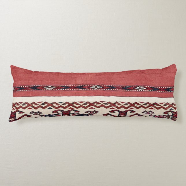 Triangle Stripe Kilim III Red Black White  Body Pillow (Front)