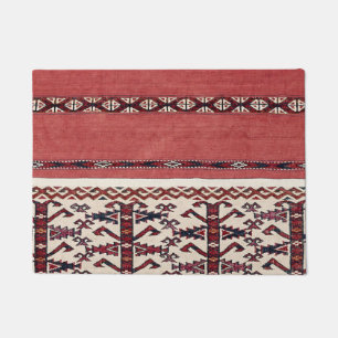 Triangle Stripe Kilim III Red Black White  Doormat