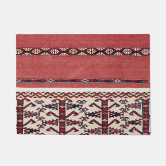 Triangle Stripe Kilim III Red Black White  Doormat