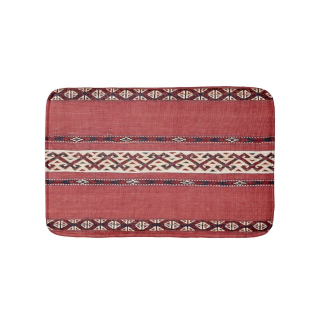 Triangle Stripe Kilim IV Red Black White  Bath Mat (Front)