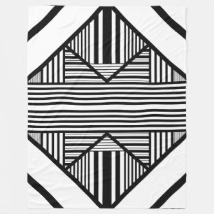 Triangle stripes 2 in Black and White Fleece Blanket
