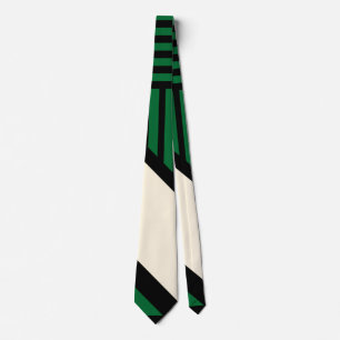 Triangle Stripes - Green, Cream and Black Tie