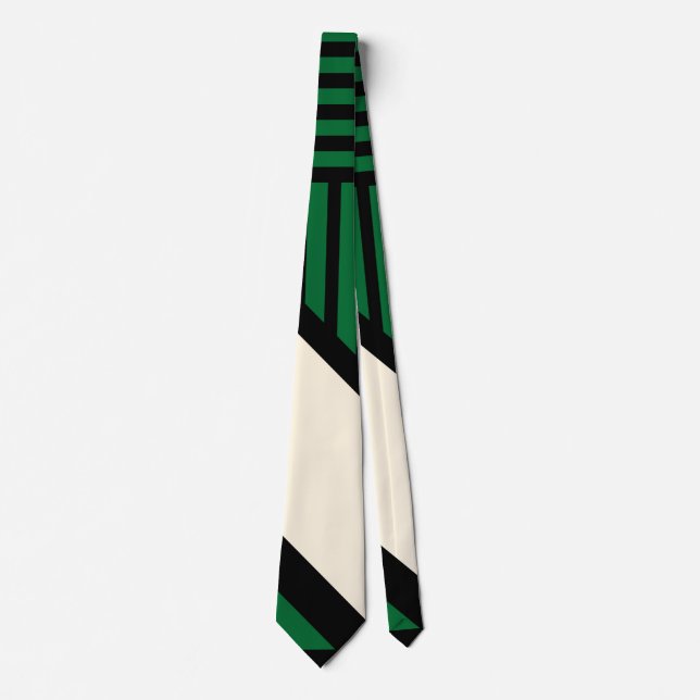 Triangle Stripes - Green, Cream and Black Tie (Front)