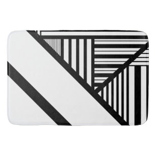 Triangle stripes in Black and White Bath Mat