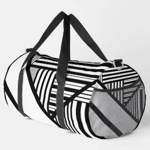 Triangle stripes in Black and White Duffle Bag