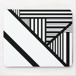 Triangle stripes in Black and White Mouse Pad