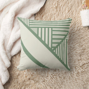 Triangle stripes in Green Throw Pillow