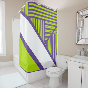 Triangle Stripes in Lime Green & Purple