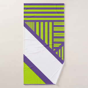 Triangle Stripes in Lime Green & Purple Bath Towel