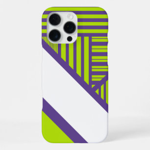 Triangle Stripes in Lime Green & Purple iPhone 16 Pro Max Case