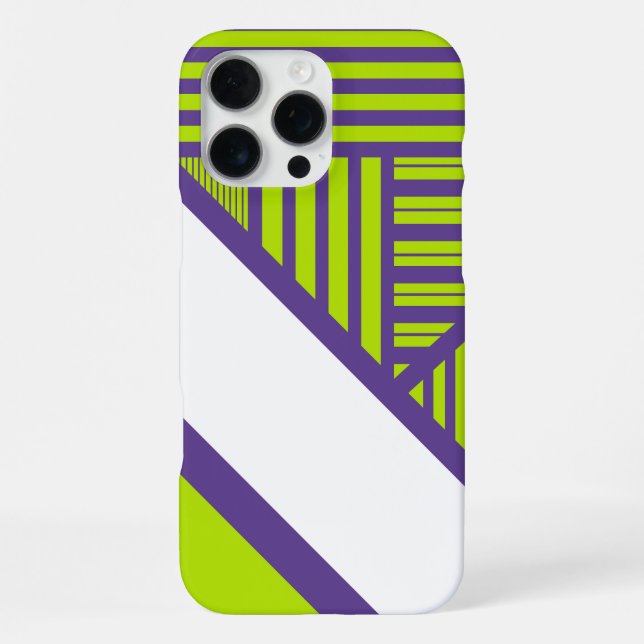 Triangle Stripes in Lime Green & Purple iPhone Case (Back)