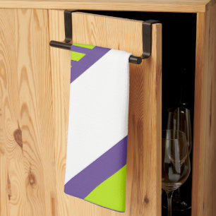 Triangle Stripes in Lime Green & Purple Kitchen Towel