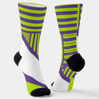 Triangle Stripes in Lime Green & Purple Socks