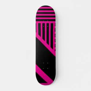 Triangle Stripes in Magenta and Black Skateboard