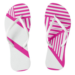 Triangle Stripes in Magenta and White Flip Flops