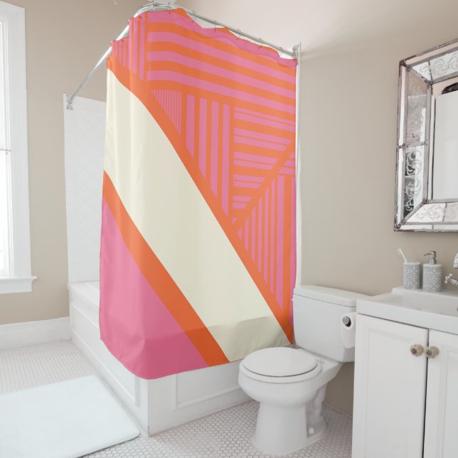 Triangle Stripes in Pink, Orange and Cream (In Situ)