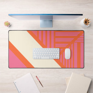 Triangle Stripes in Pink, Orange and Cream Desk Mat